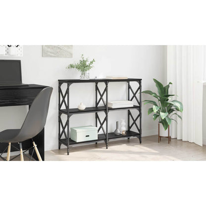 Console Table Black Oak 100 x 28 x 80.5 cm Engineered Wood