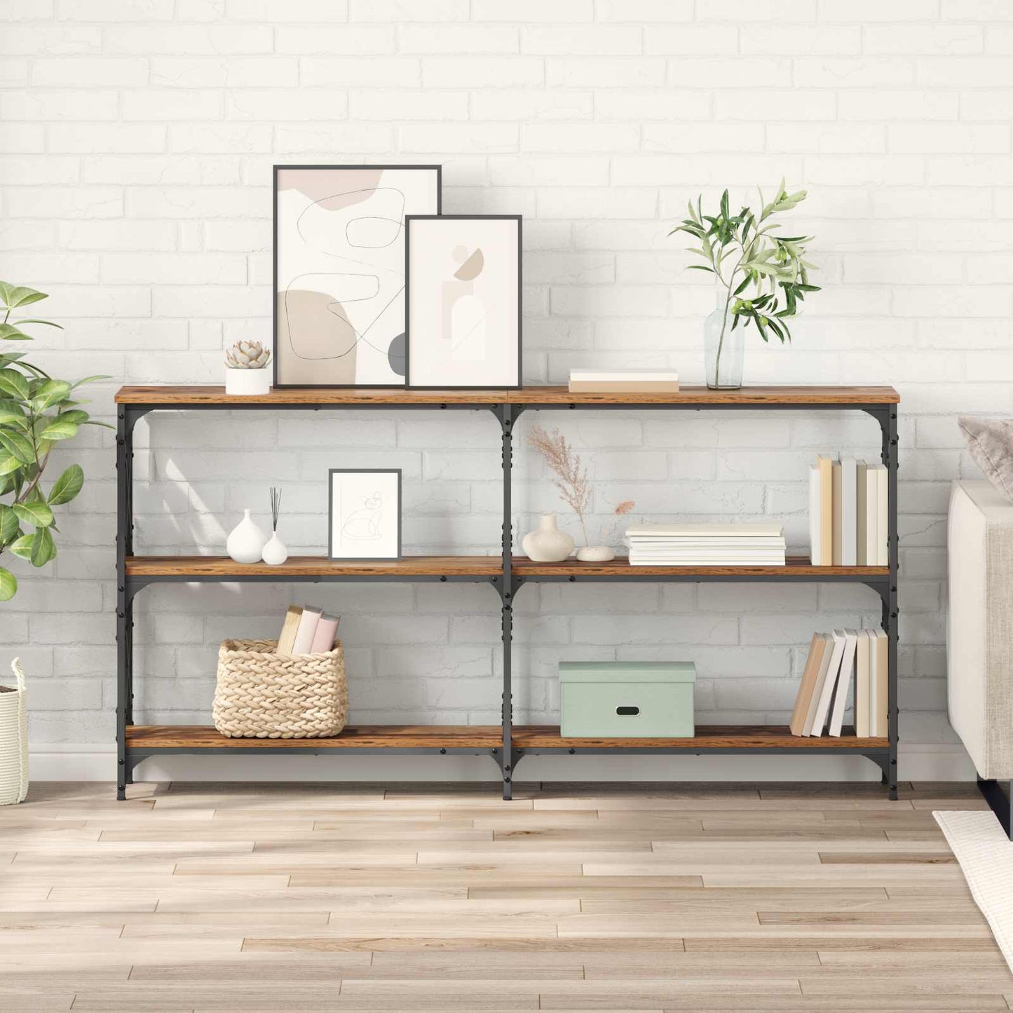 Console Table Old Wood 156 x 28 x 80.5 cm Engineered Wood