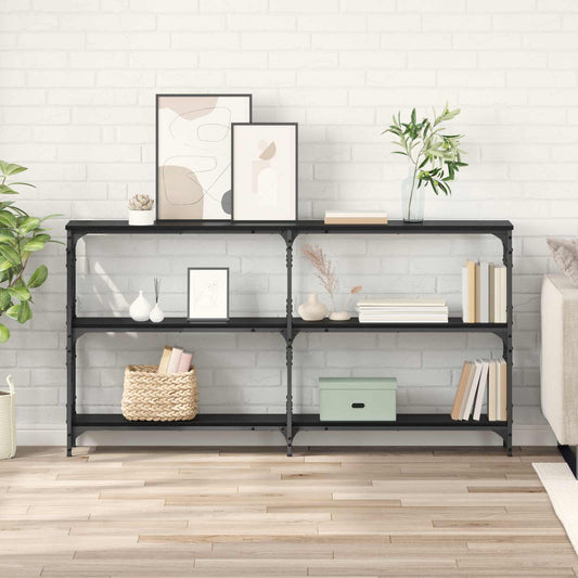 Console Table Black Oak 156 x 28 x 80.5 cm Engineered Wood