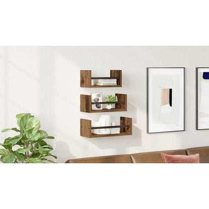 Wall Shelf Set 3 pcs Old Wood 40 x 16 x 14 cm Engineered Wood