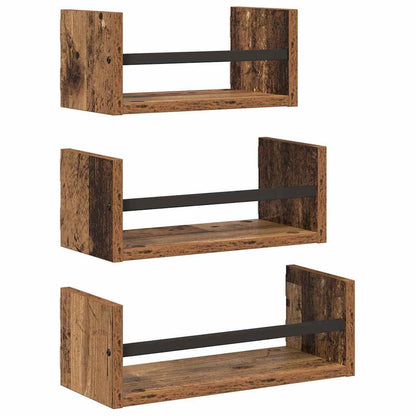 Wall Shelf Set 3 pcs Old Wood 40 x 16 x 14 cm Engineered Wood