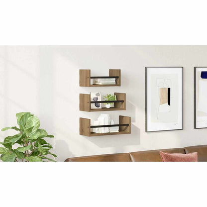 Wall Shelf Set with Shelf 3 pcs Artisan Oak 40 x 16 x 14 cm