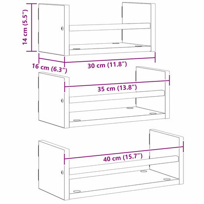 Wall Shelf Set with Shelf 3 pcs Artisan Oak 40 x 16 x 14 cm