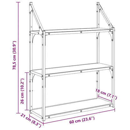 Wall Shelf Old Wood 60 x 21 x 78.5 cm Engineered Wood
