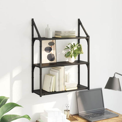 Wall Shelf Black Oak 60 x 21 x 78.5 cm Engineered Wood
