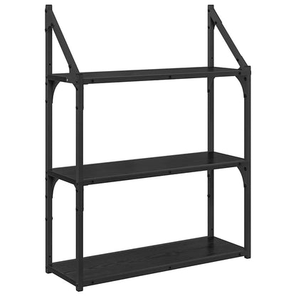 Wall Shelf Black Oak 60 x 21 x 78.5 cm Engineered Wood