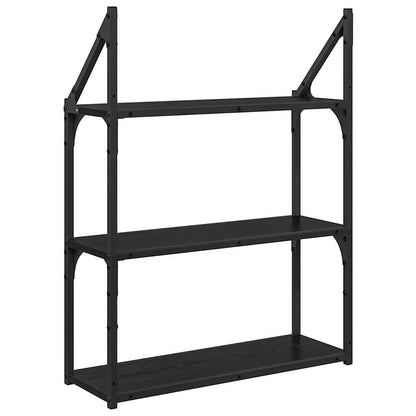 Wall Shelf Black Oak 60 x 21 x 78.5 cm Engineered Wood
