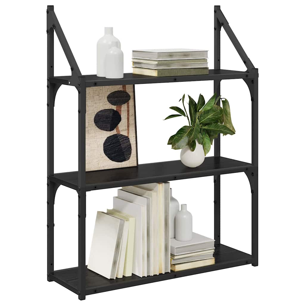 Wall Shelf Black Oak 60 x 21 x 78.5 cm Engineered Wood