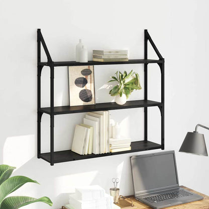 Wall Shelf Black Oak 80 x 21 x 78.5 cm Engineered Wood
