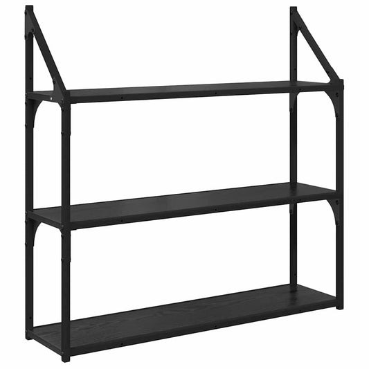 Wall Shelf Black Oak 80 x 21 x 78.5 cm Engineered Wood