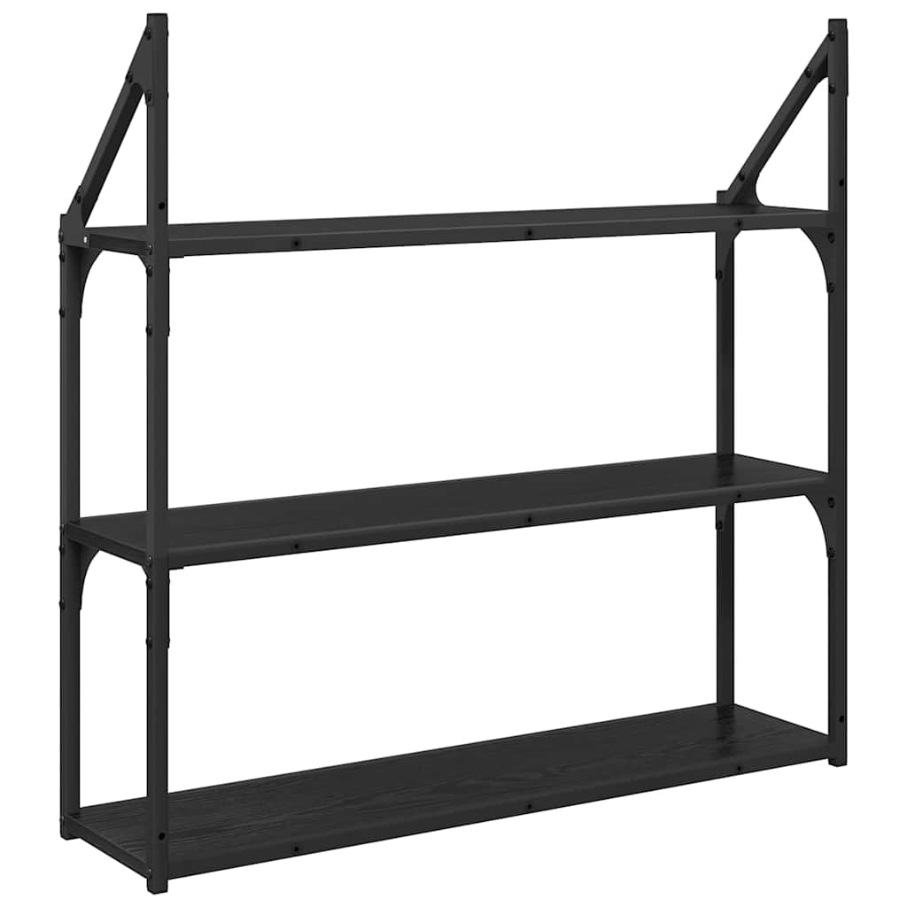 Wall Shelf Black Oak 80 x 21 x 78.5 cm Engineered Wood