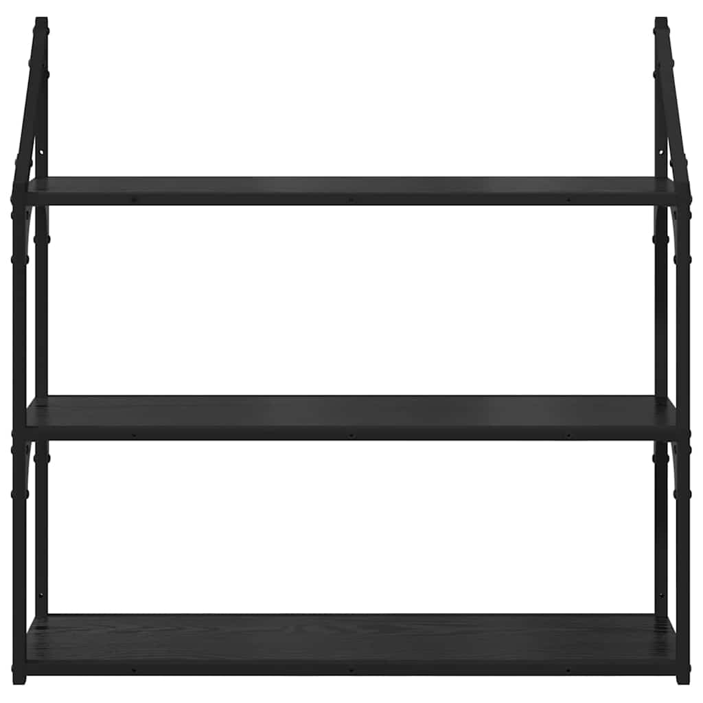 Wall Shelf Black Oak 80 x 21 x 78.5 cm Engineered Wood