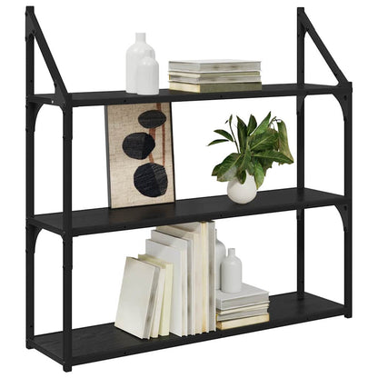 Wall Shelf Black Oak 80 x 21 x 78.5 cm Engineered Wood