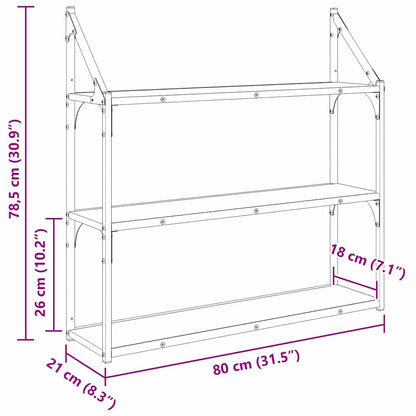 Wall Shelf Black Oak 80 x 21 x 78.5 cm Engineered Wood