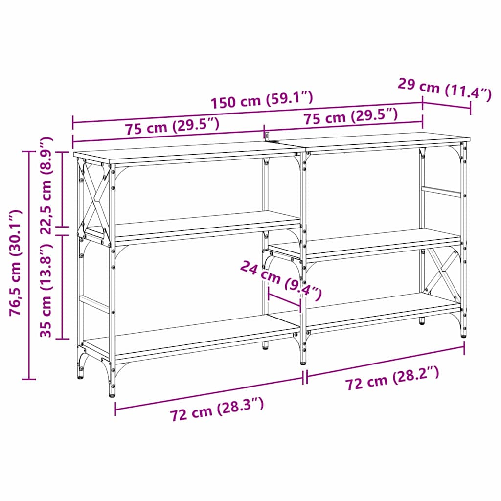 Console Table Old Wood 150 x 29 x 76.5 cm Engineered Wood