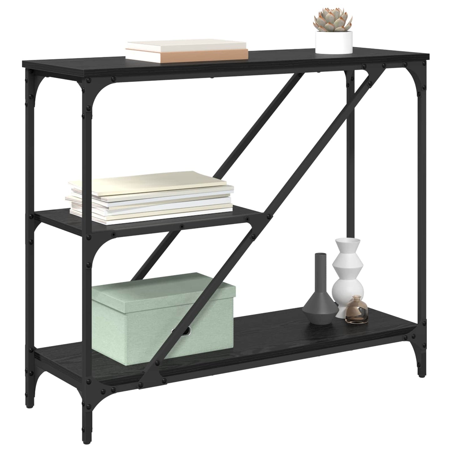 Console Table Black Oak 88.5 x 30 x 75 cm Engineered Wood