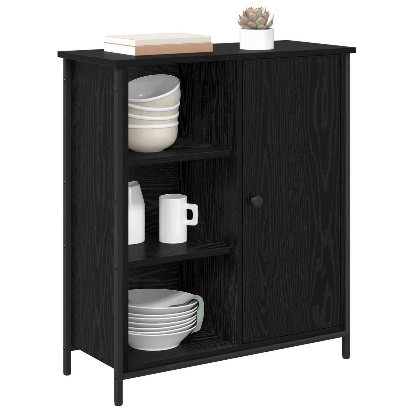 Sideboard Black Oak 70 x 30 x 80 cm Engineered Wood