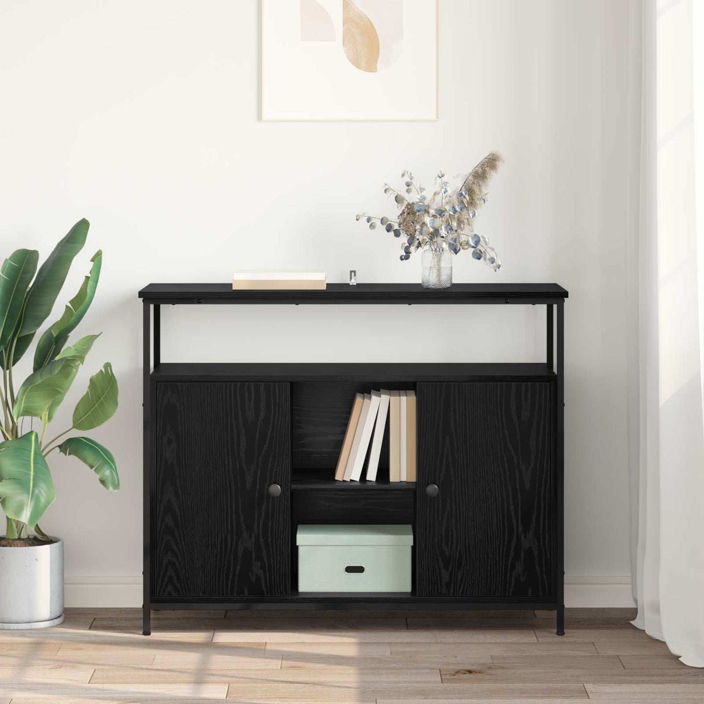 Sideboard Black Oak 100 x 35 x 80 cm Engineered Wood