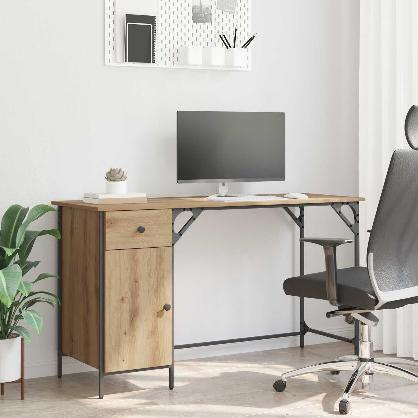 Computer Desk Artisan Oak 131 x 48 x 75 cm Engineered Wood