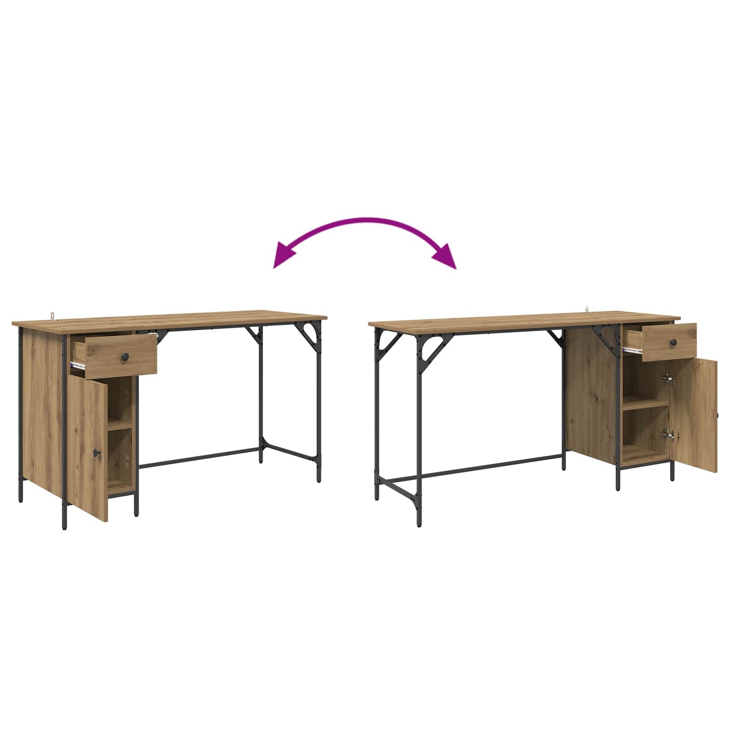 Computer Desk Artisan Oak 131 x 48 x 75 cm Engineered Wood