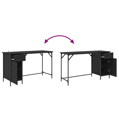 Computer Desk Black Oak 131 x 48 x 75 cm Engineered Wood