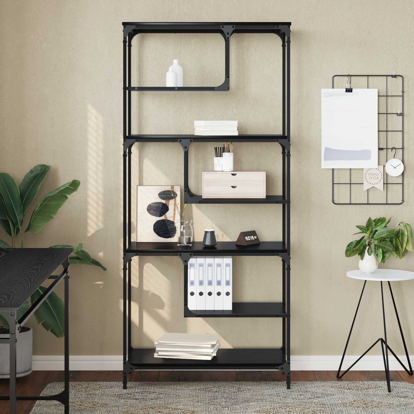 Bookcase 6-Tier Engineered Wood Black oak