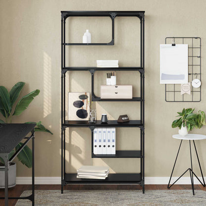 Bookcase 6-Tier Engineered Wood Black oak