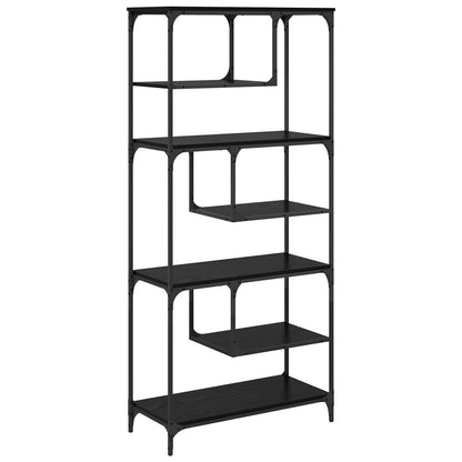 Bookcase 6-Tier Engineered Wood Black oak