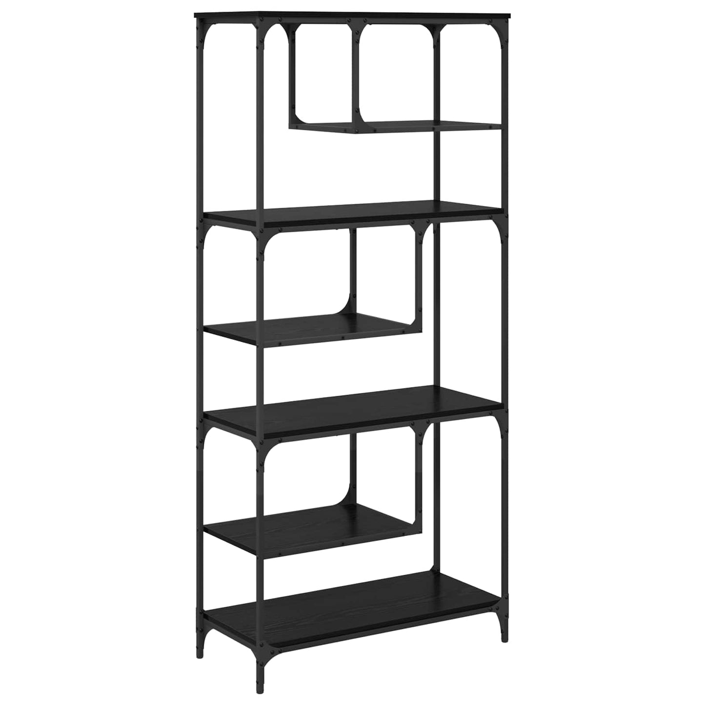 Bookcase 6-Tier Engineered Wood Black oak