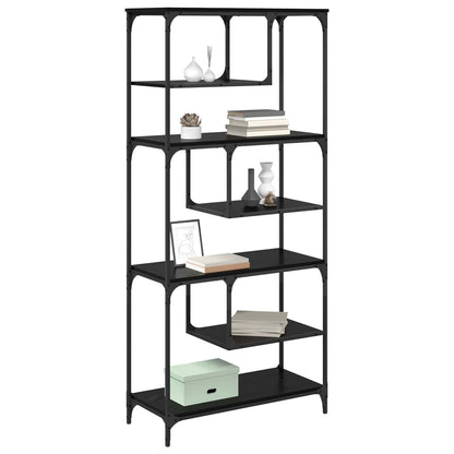 Bookcase 6-Tier Engineered Wood Black oak