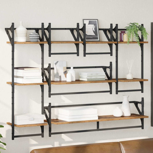 Wall Shelf Set 6 pcs Old Wood 100 x 25 x 30 cm Engineered Wood