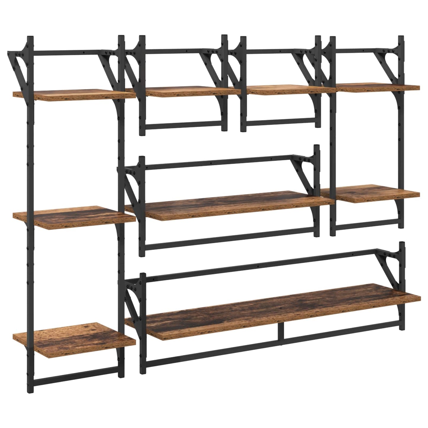 Wall Shelf Set Wall-Mounted 6 pcs Old Wood 100 x 25 x 30 cm