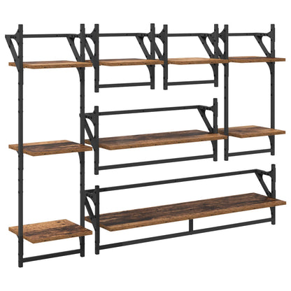Wall Shelf Set 6 pcs Old Wood 100 x 25 x 30 cm Engineered Wood
