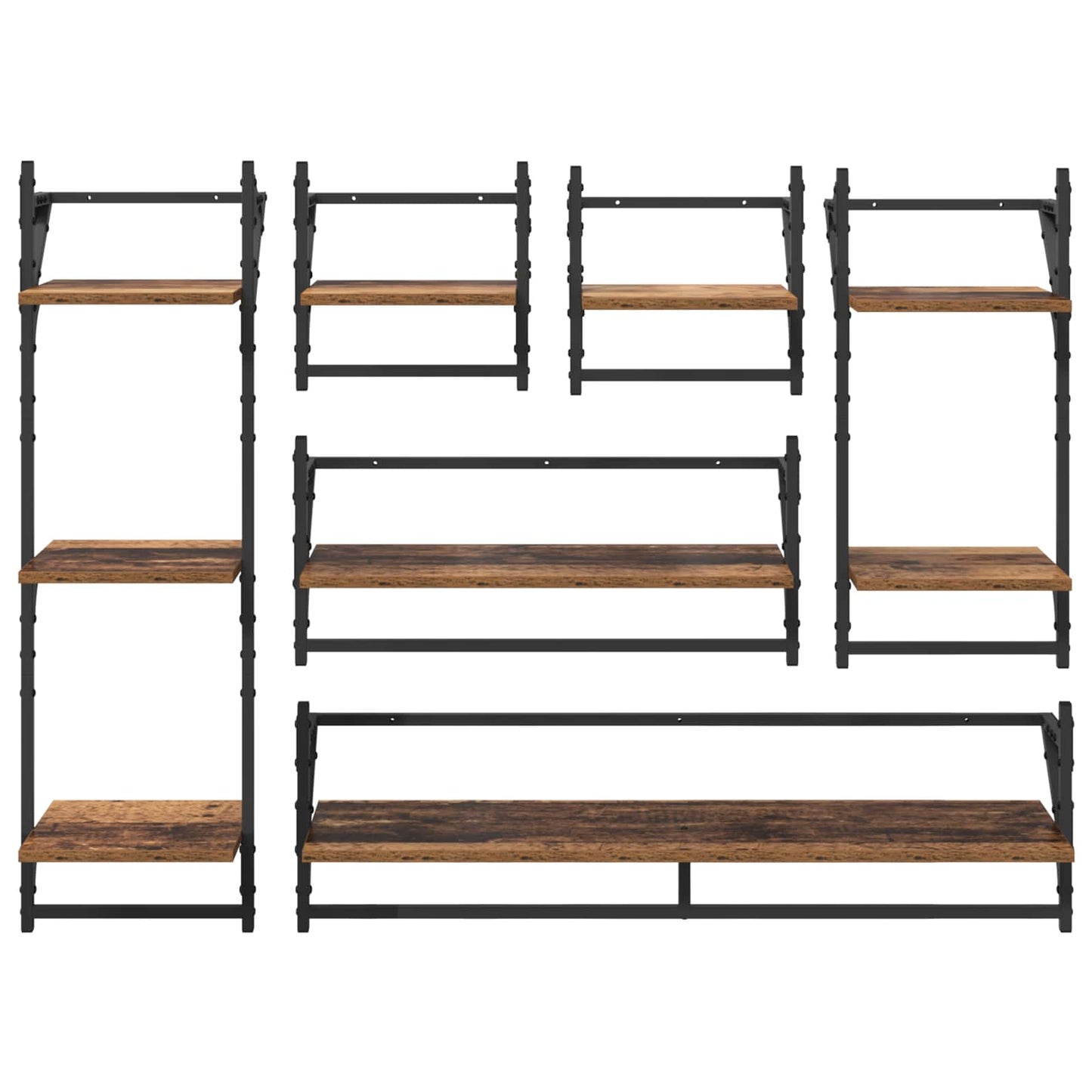 Wall Shelf Set Wall-Mounted 6 pcs Old Wood 100 x 25 x 30 cm