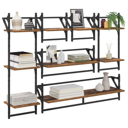 Wall Shelf Set 6 pcs Old Wood 100 x 25 x 30 cm Engineered Wood