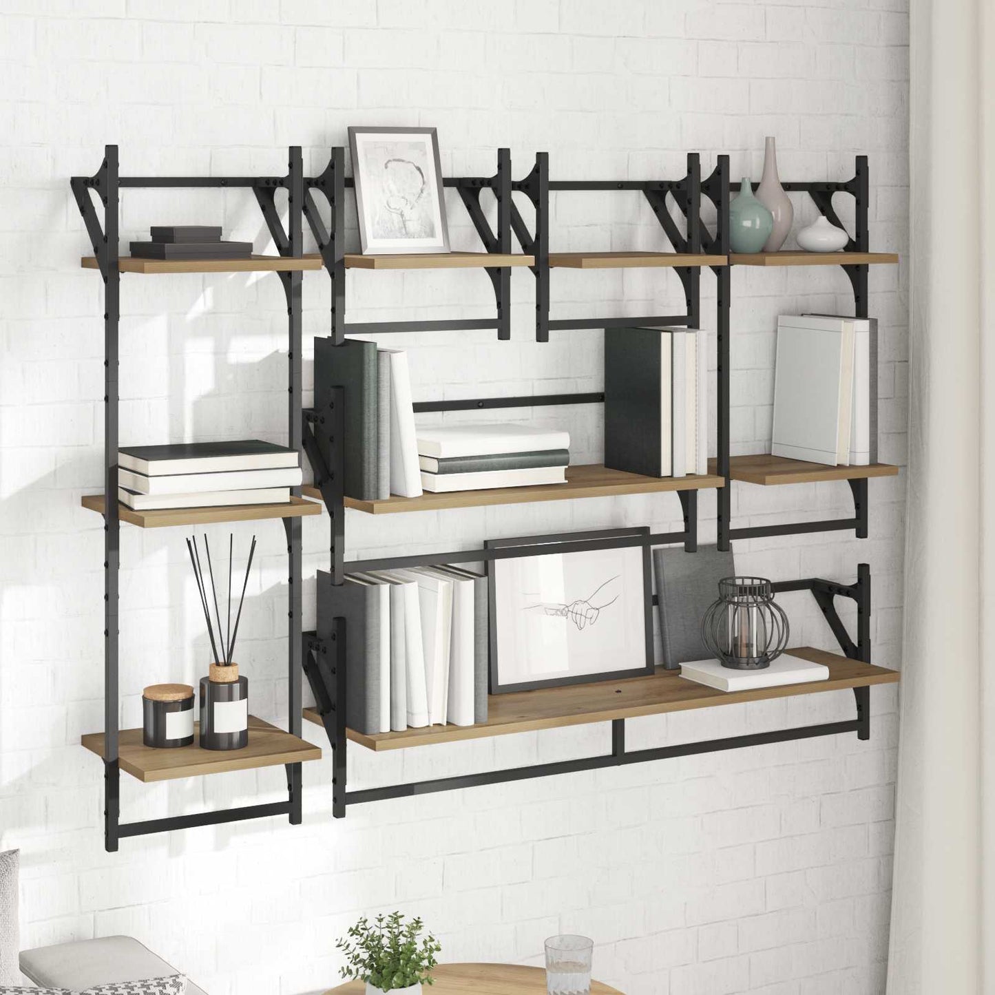 Wall Shelf Set with Shelf 6 pcs Artisan Oak 100 x 25 x 30 cm