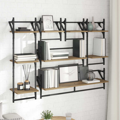 Wall Shelf Set with Shelf 6 pcs Artisan Oak 100 x 25 x 30 cm