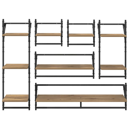 Wall Shelf Set with Shelf 6 pcs Artisan Oak 100 x 25 x 30 cm