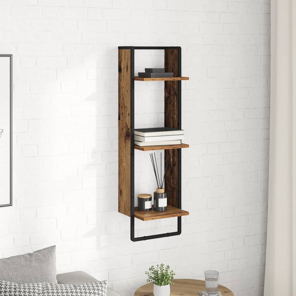 Wall Shelf with Shelf Old Wood 30 x 25 x 100 cm Engineered Wood