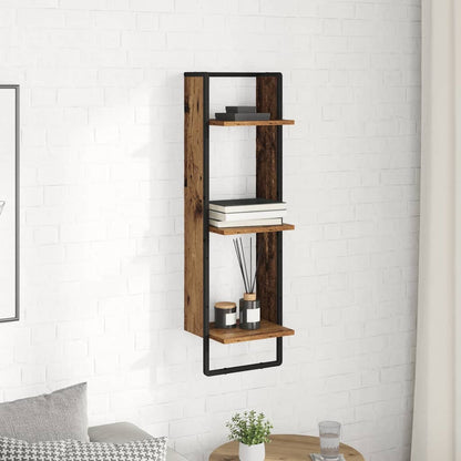 Wall Shelf with Shelf Old Wood 30 x 25 x 100 cm Engineered Wood