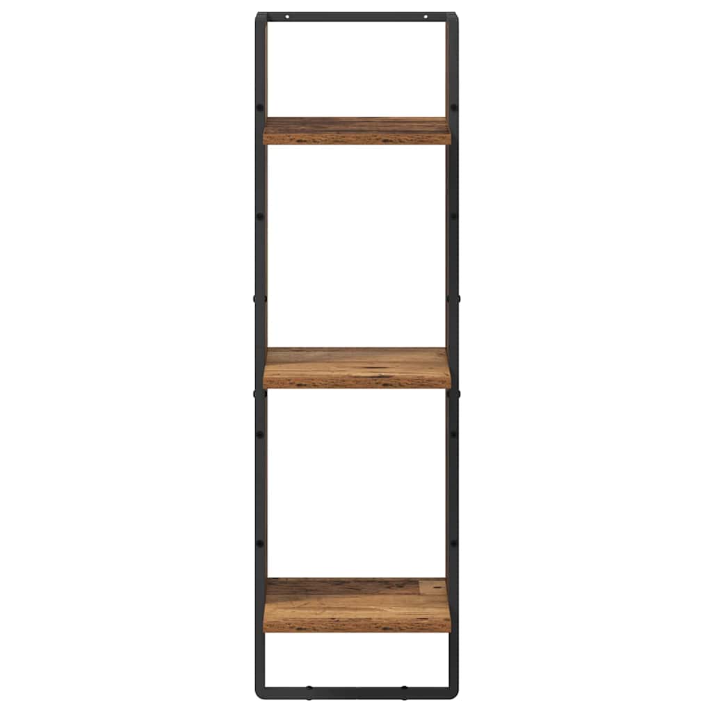 Wall Shelf with Shelf Old Wood 30 x 25 x 100 cm Engineered Wood