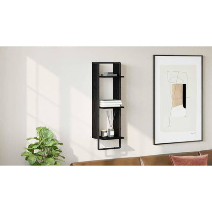 Wall Shelf Black Oak 30 x 25 x 100 cm Engineered Wood