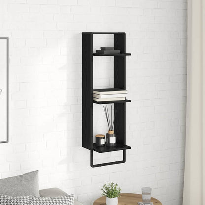 Wall Shelf Black Oak 30 x 25 x 100 cm Engineered Wood