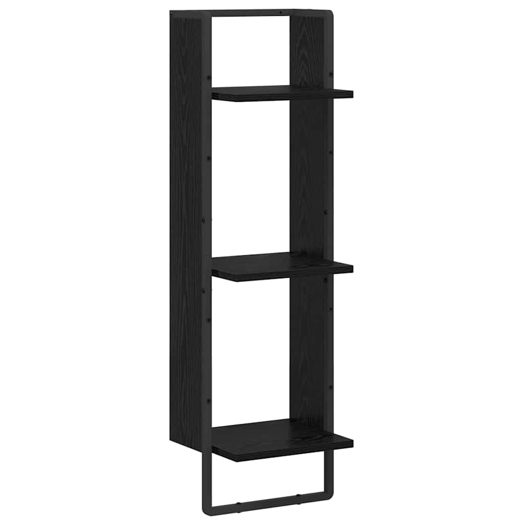 Wall Shelf Black Oak 30 x 25 x 100 cm Engineered Wood