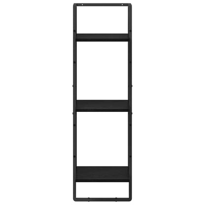 Wall Shelf Black Oak 30 x 25 x 100 cm Engineered Wood