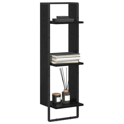 Wall Shelf Black Oak 30 x 25 x 100 cm Engineered Wood