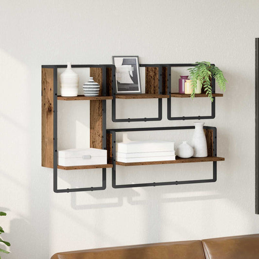 Wall Shelf Set 4 pcs Old Wood 65 x 25 x 30 cm Engineered Wood