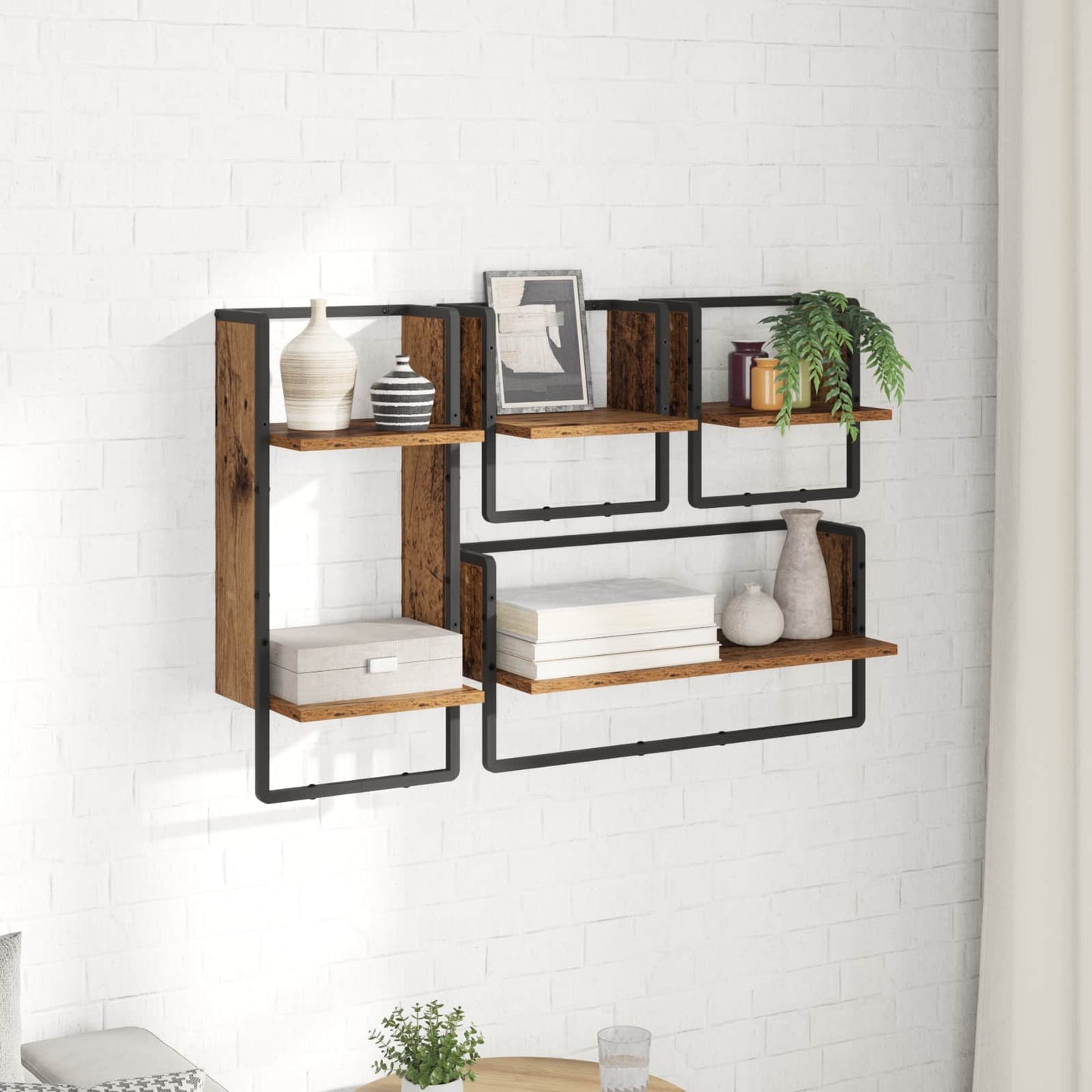 Wall Shelf Set 4 pcs Old Wood 65 x 25 x 30 cm Engineered Wood