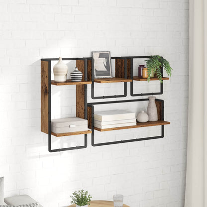 Wall Shelf Set 4 pcs Old Wood 65 x 25 x 30 cm Engineered Wood