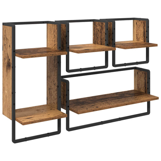 Wall Shelf Set 4 pcs Old Wood 65 x 25 x 30 cm Engineered Wood